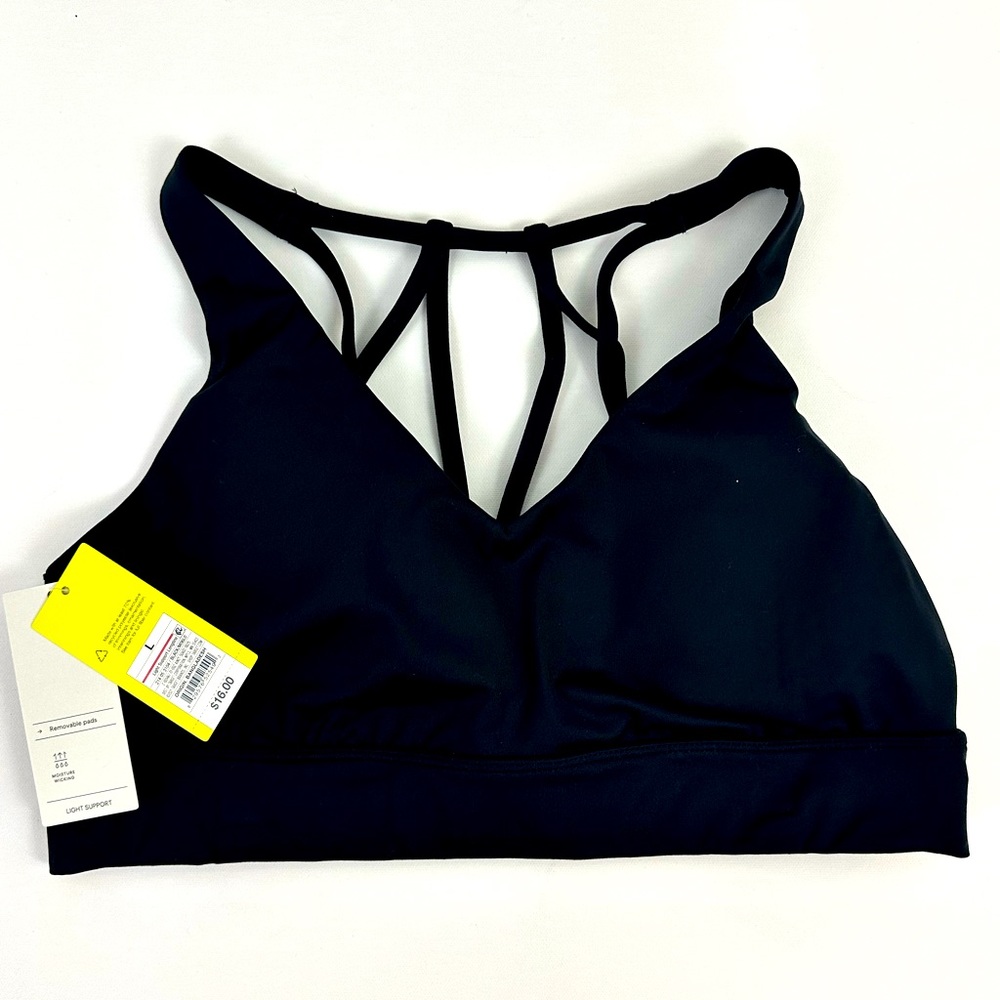 Women's Light Support Multistrap Longline Bra - All in Motion Black (Large) - Picture 3 of 6